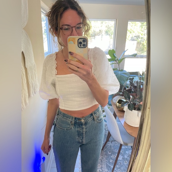 Sold | Faithful the Brand | White Barnette Puff Sleeve Top - Picture 2 of 8